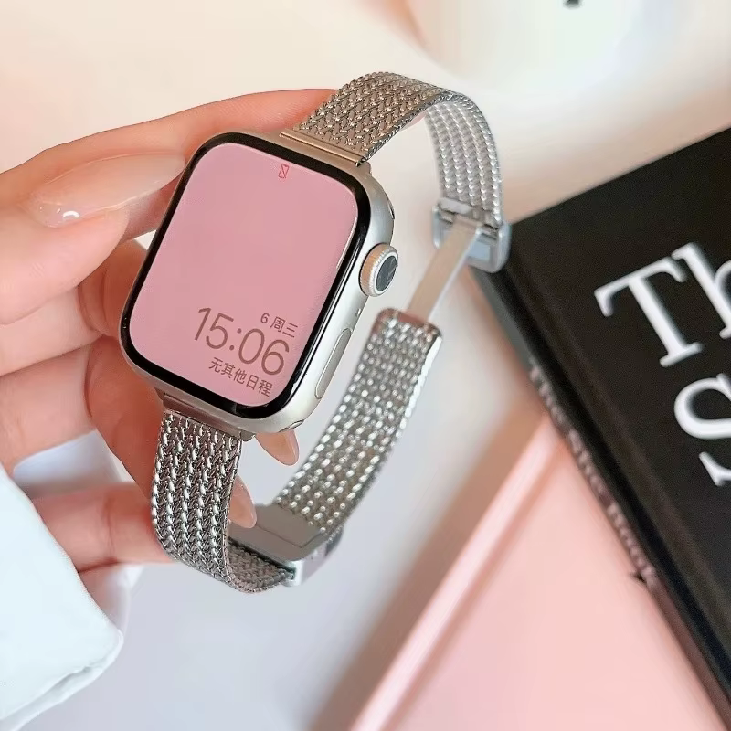 Bracelet magnétique en métal mince de luxe pour IWatch 9 8 7 SE 6