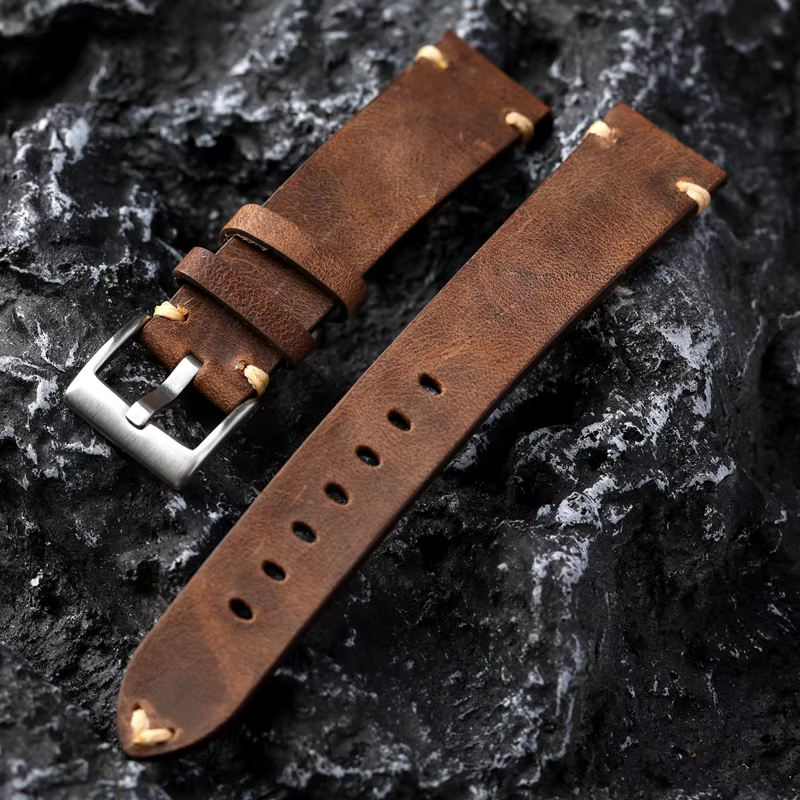 Bracelet de montre en cuir véritable fait à la main