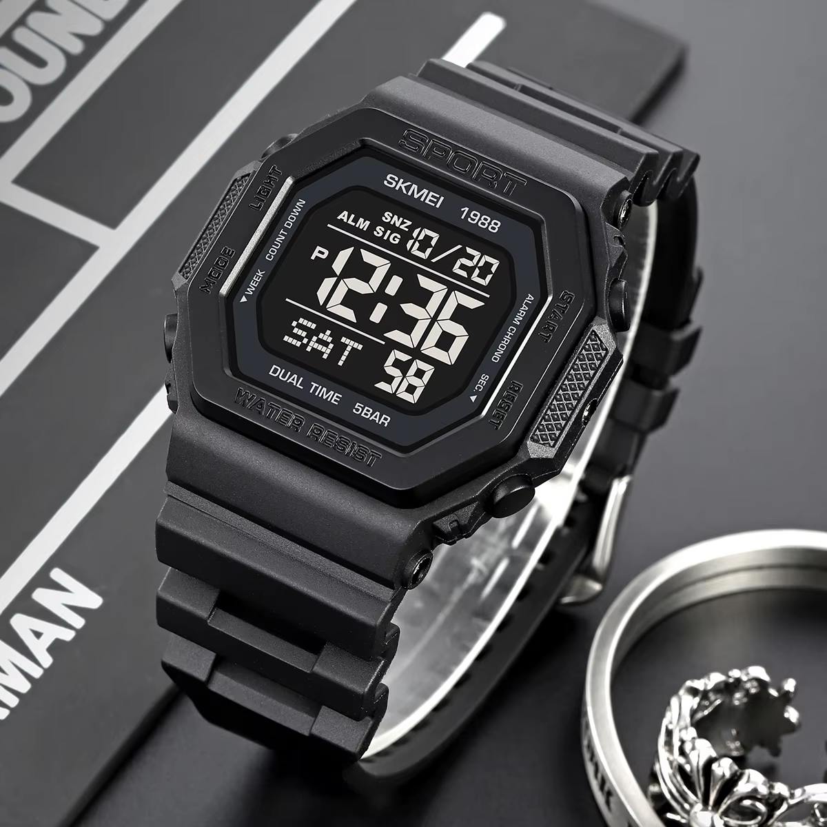 SKMEI mode sport montre numérique pour hommes femmes 5Bar étanche compte à rebours Chrono militaire montre-Bracelet et Bracelet Reloj Hombre