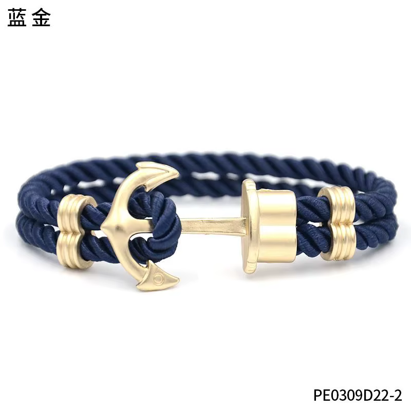 Bracelet tressé avec ancre nautique et ensemble de pendentifs tendance – Bijoux décontractés pour hommes pour un usage quotidien et accessoires de fête