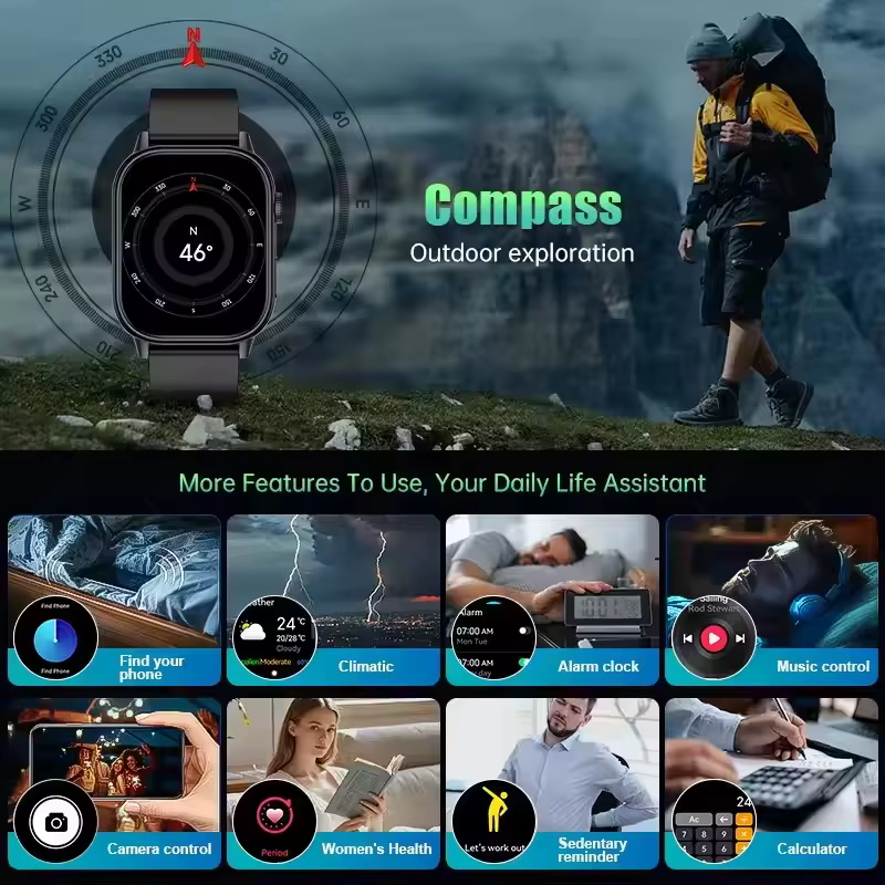 Nouvelle montre intelligente militaire GPS avec boussole GPS intégrée