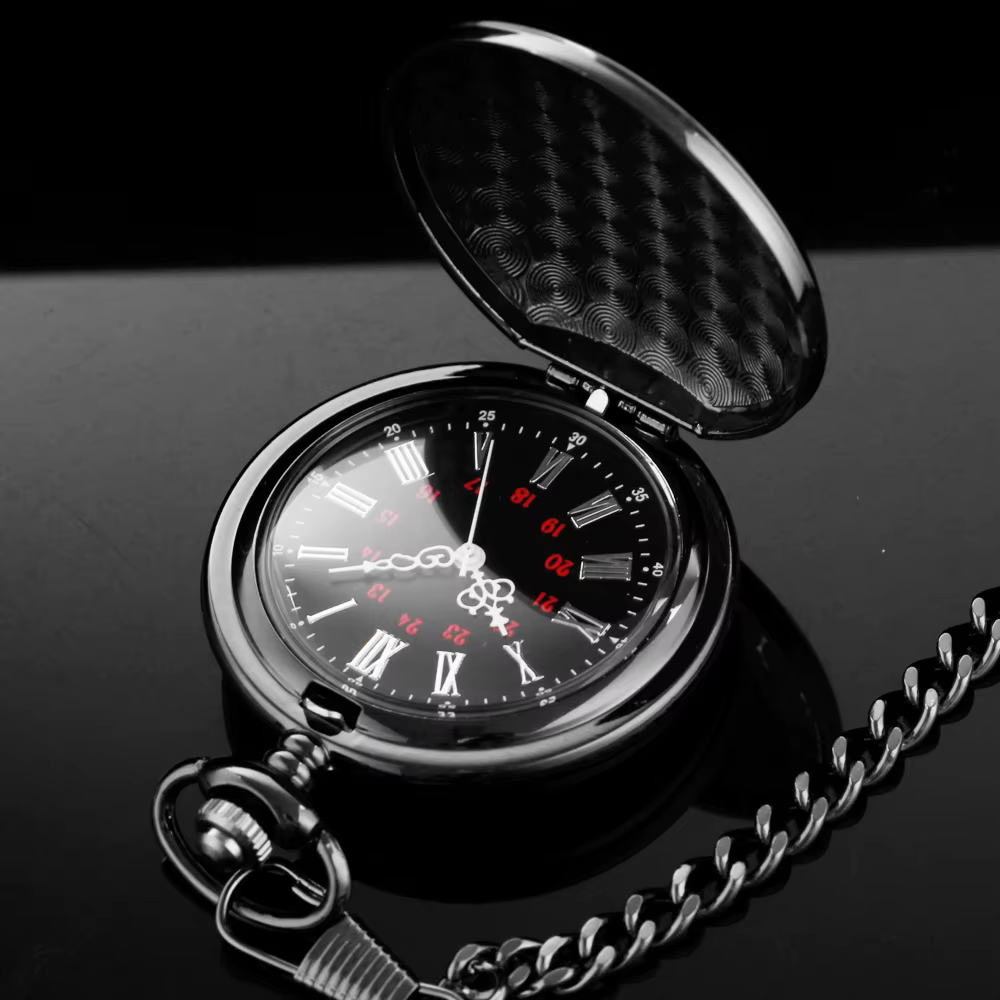 Montre de poche classique en acier poli à quartz pour homme, cadeau idéal