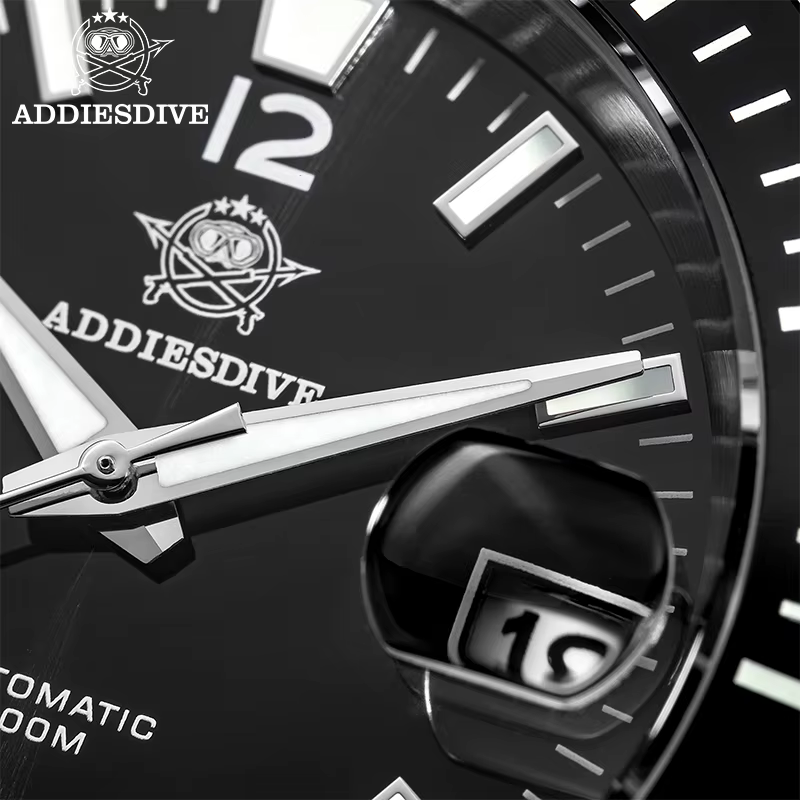 ADDIESDIVE nouvelle montre de plongée cadeau hommes 8215 automatique saphir AR revêtement verre céramique lunette étanche 200m lumineux en acier inoxydable St