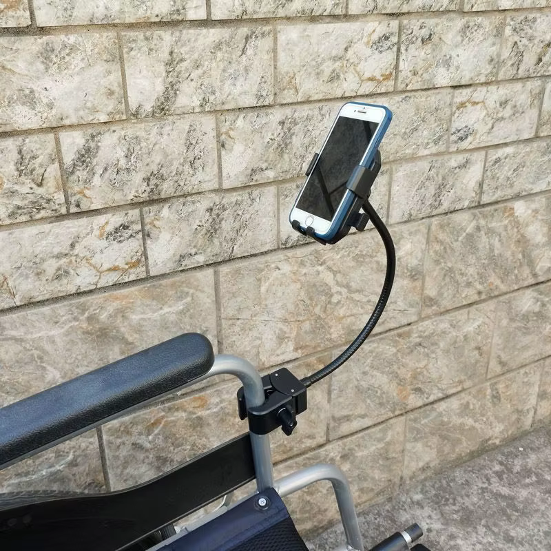 Support de téléphone portable pour fauteuil roulant électrique, accessoires de support fixe pour diffusion en direct, accessoires rotatifs pour fauteuil roulant