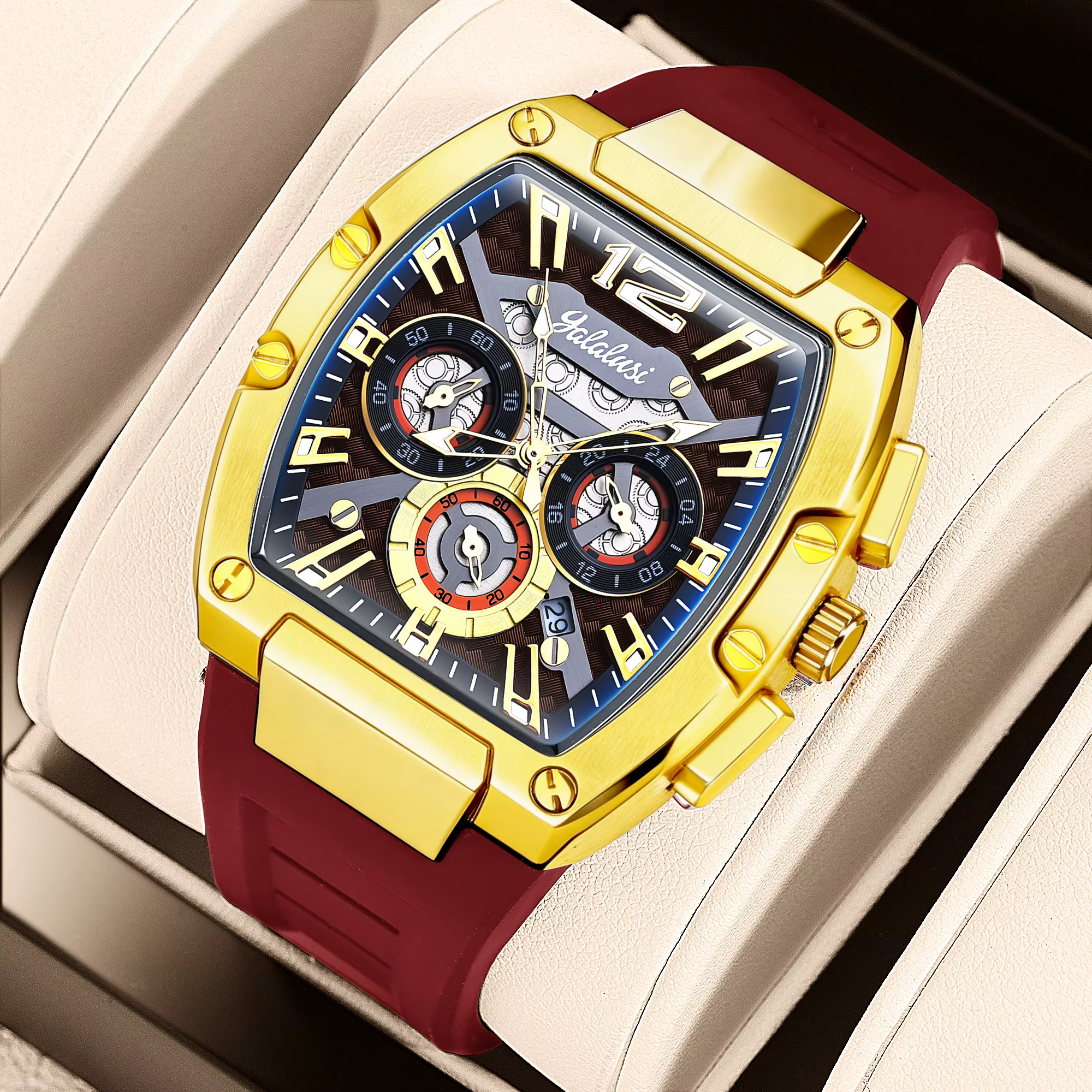 Yalalusi Montre de sport décontractée pour hommes avec grand cadran et mouvement à quartz résistant à l'eau Reloj Hombre