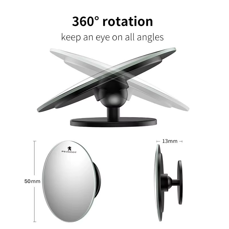 Rétroviseur de voiture 360 °   Petit miroir rond, accessoires automobiles pour Peugeot 206 308 208 207 3008 307 2008 508 407 5008 408 4008 301