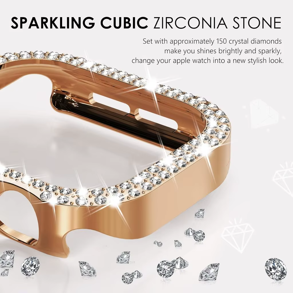 Étui creux en diamant scintillant pour Apple Watch