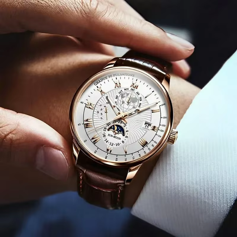 2025 hommes montre haut tendance luxe Sport montre-bracelet pour homme étanche lumineux en cuir Date montres à Quartz