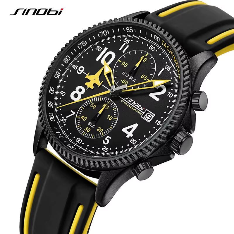 SINOBI nouveau sport chronographe hommes montres mode Design créatif étanche calendrier lumineux