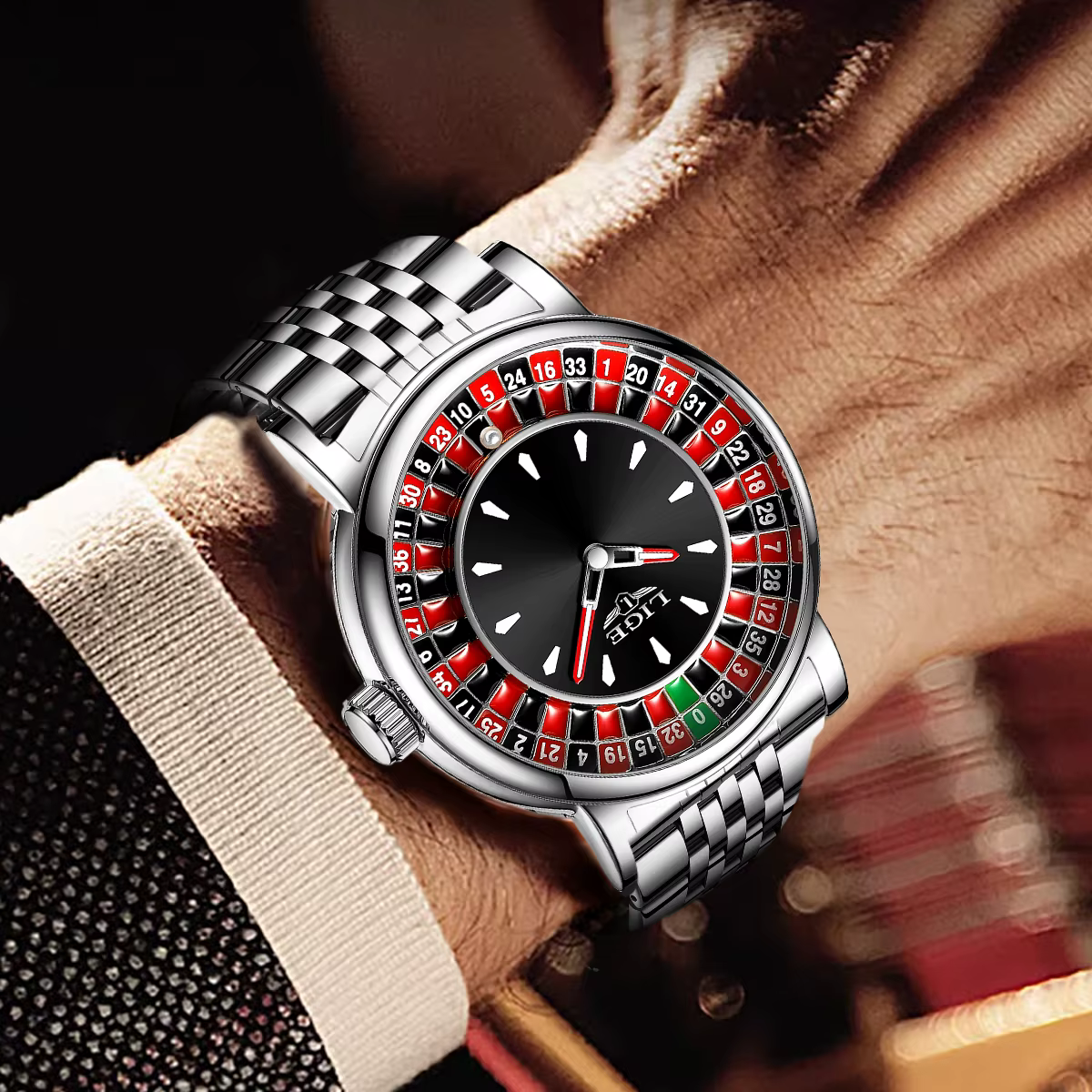 LIGE nouvelles montres de luxe créatives hommes Roulette jeu cadran mode