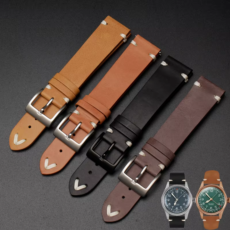 Pour Oris 65 bracelet en cuir véritable ceinture de plongée série anneau en cuivre Bronze grande couronne Tudor chaîne de montre Vintage 18mm 20mm 22mm