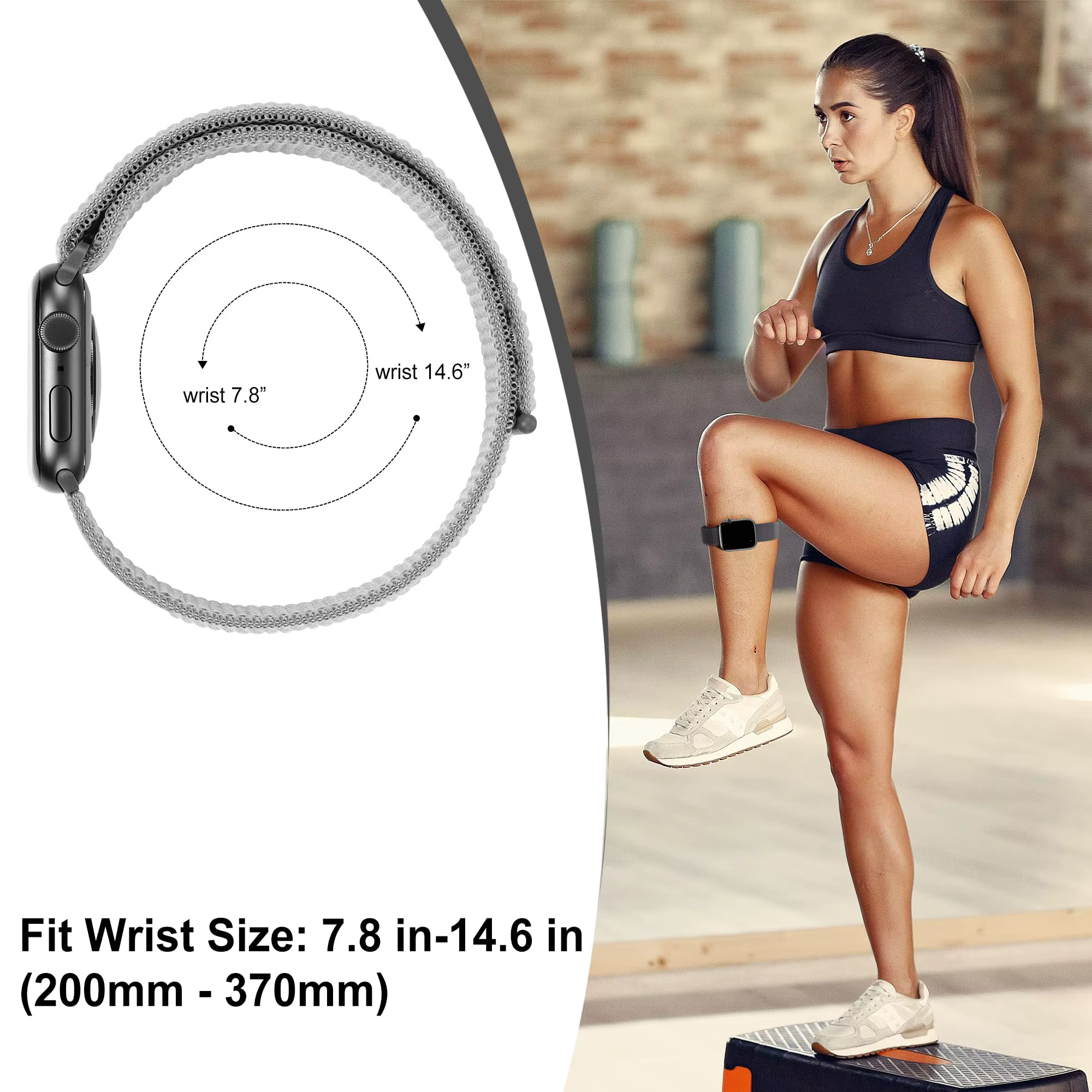 Bras élastique en nylon/bande de cheville compatible avec Apple Watch