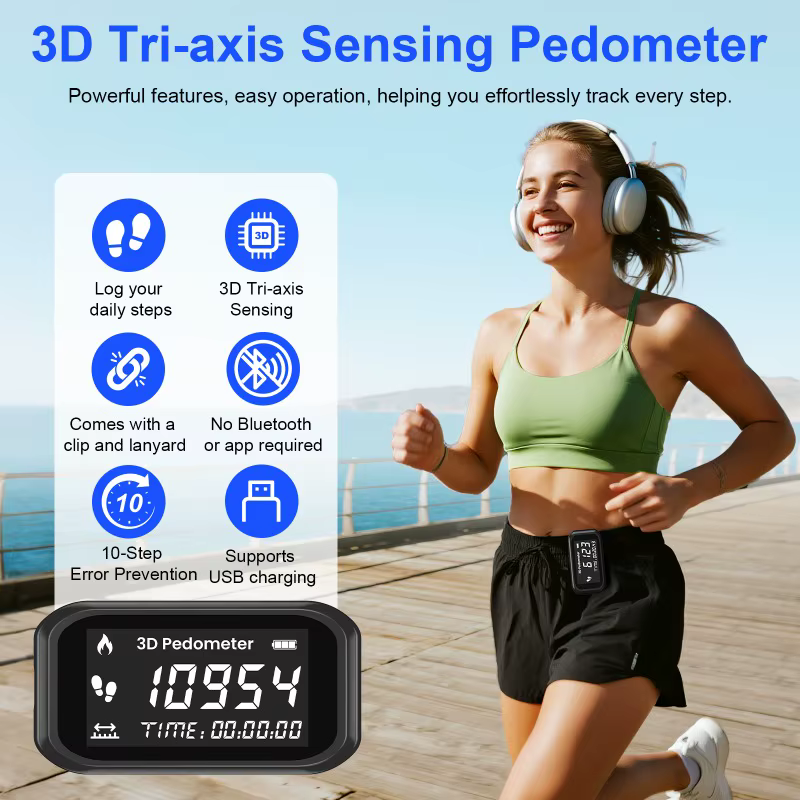 Podomètre de marche et de course avec suivi des calories et écran LCD