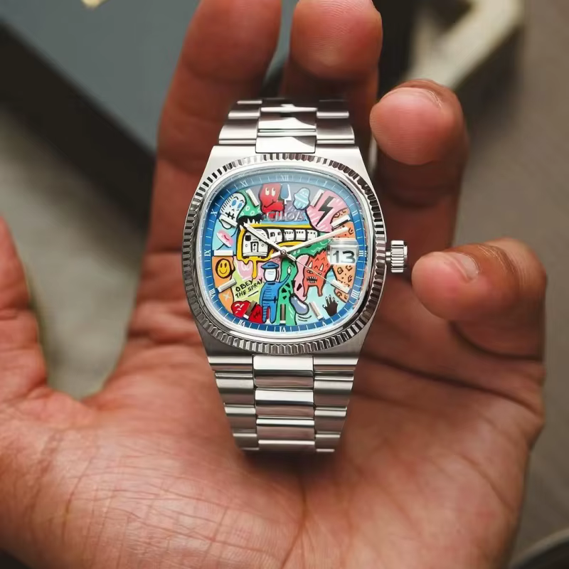 Montre carrée rétro pour homme