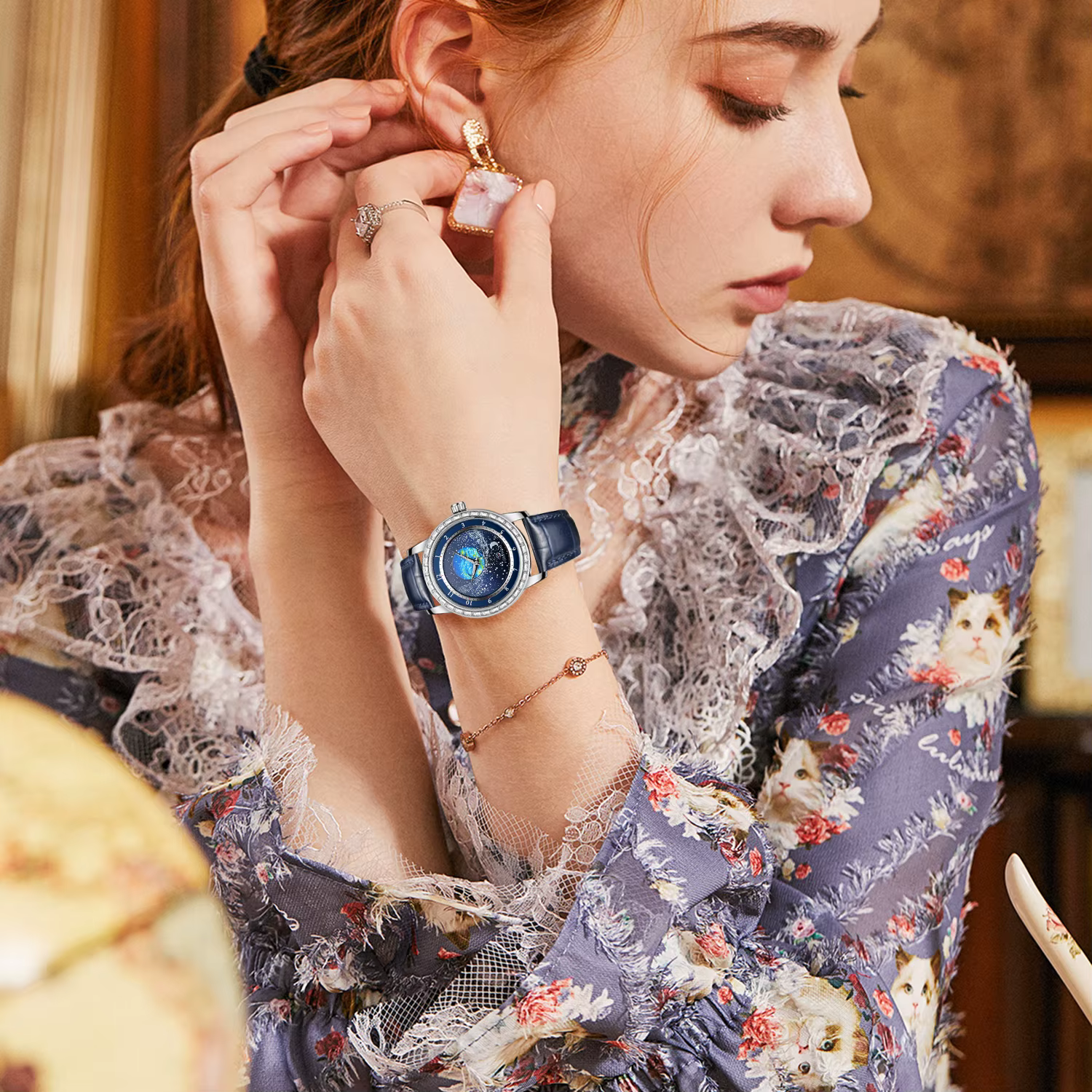 Montre automatique mécanique FORSINING 2026 pour homme, étanche, avec design Terre-Lune et diamants, bracelet authentique, idéale pour les affaires