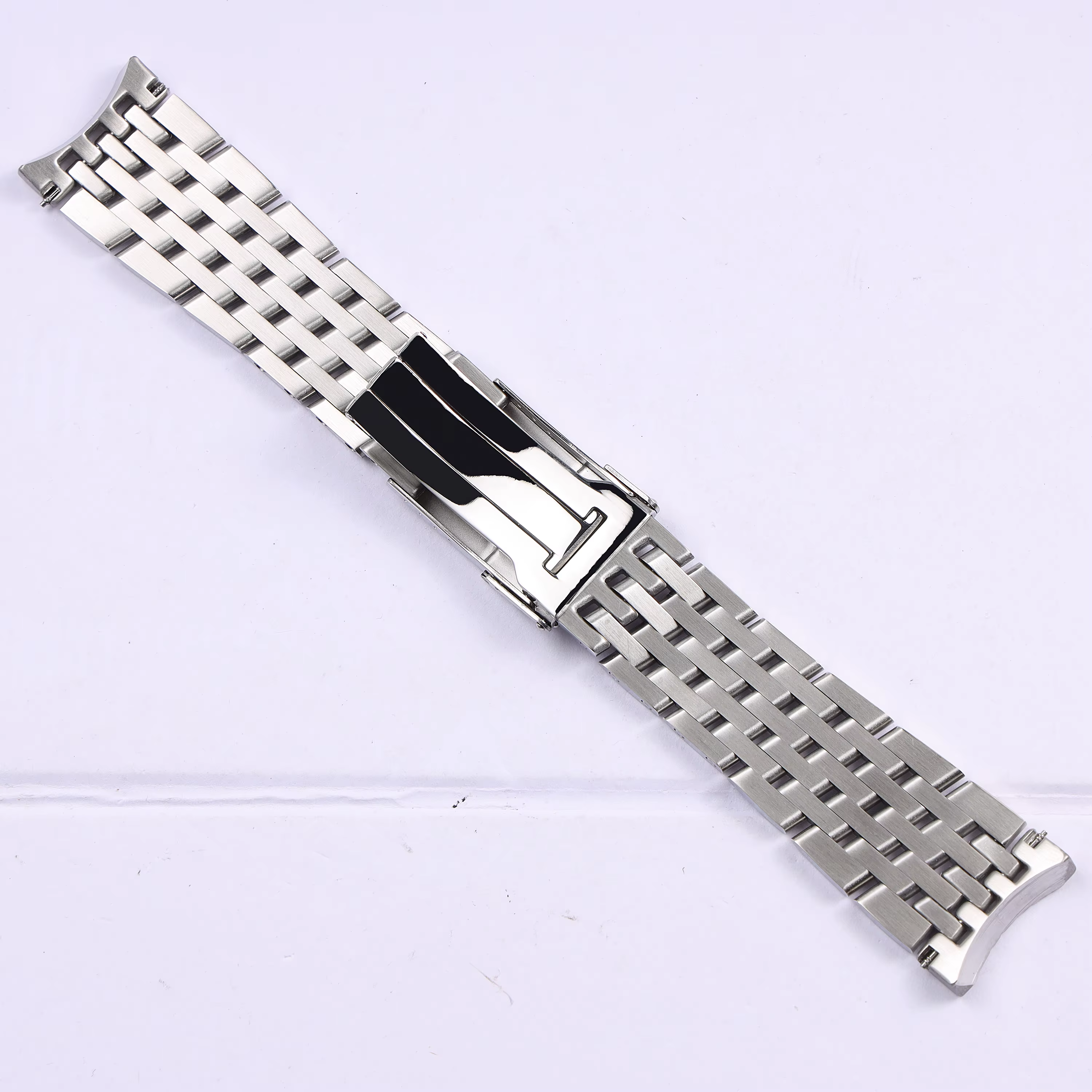 Pour Breitling nouveaux maillons d'extrémité courbes 7 perles 24mm argent poli solide Bracelet en acier inoxydable