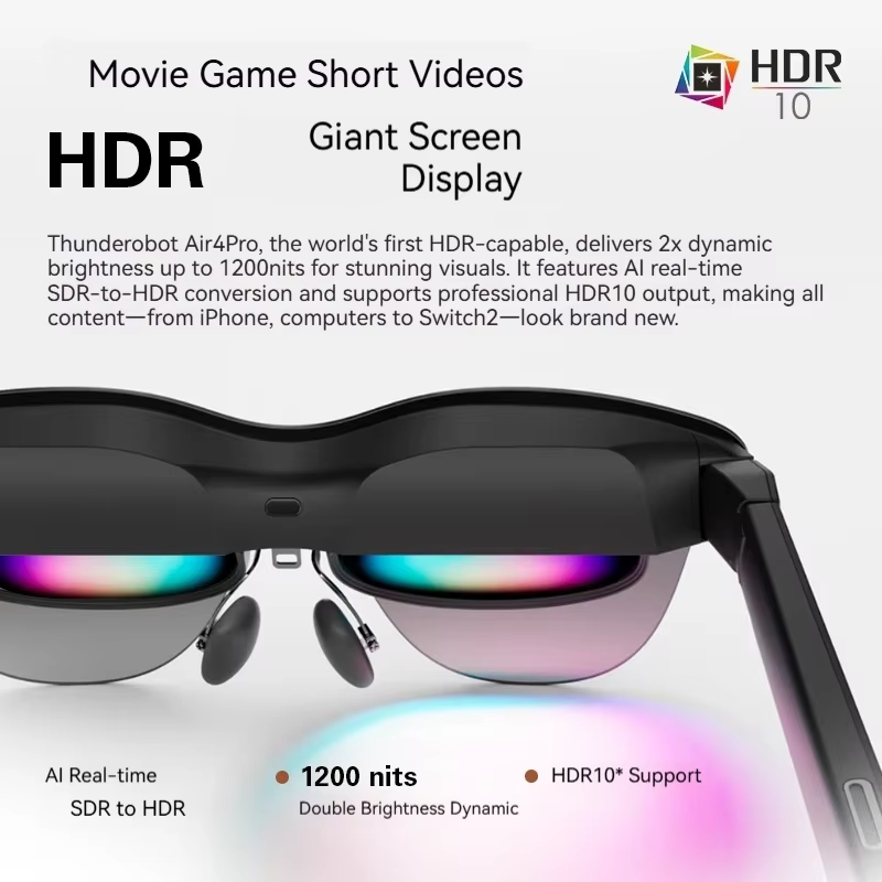 Rayneo Air 4 Pro lunettes AR intelligentes commande vocale 3G IPX-5 étanche 4K Capture vidéo monté sur la tête XR prise en charge d'accord DP