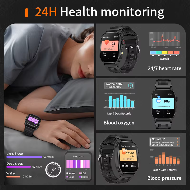 Montre intelligente étanche avec lampe de poche LED pour homme