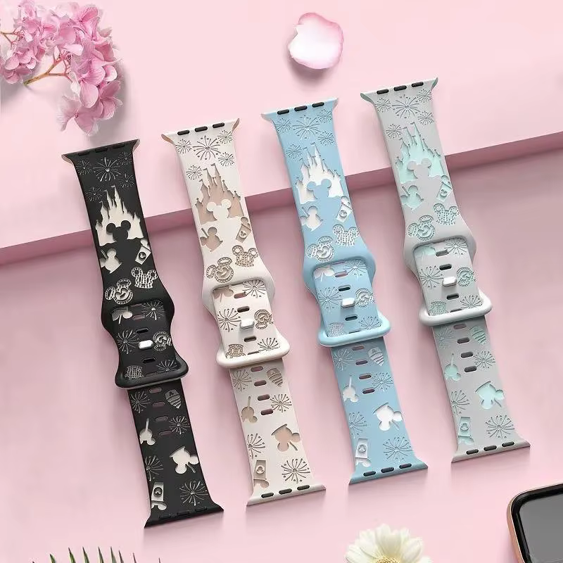 Bracelets floraux gravés pour Bracelet de montre Apple 44mm 49mm 45mm 41mm 40mm 38mm