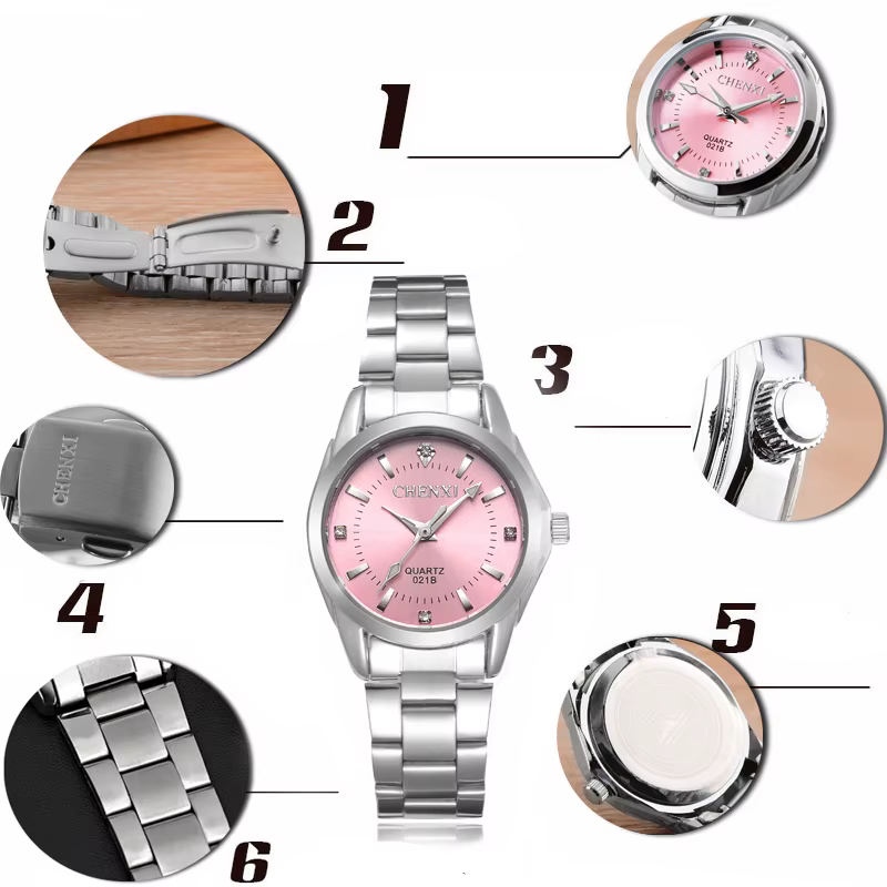 Montres de luxe pour femmes, en acier inoxydable, analogique lumineux à Quartz