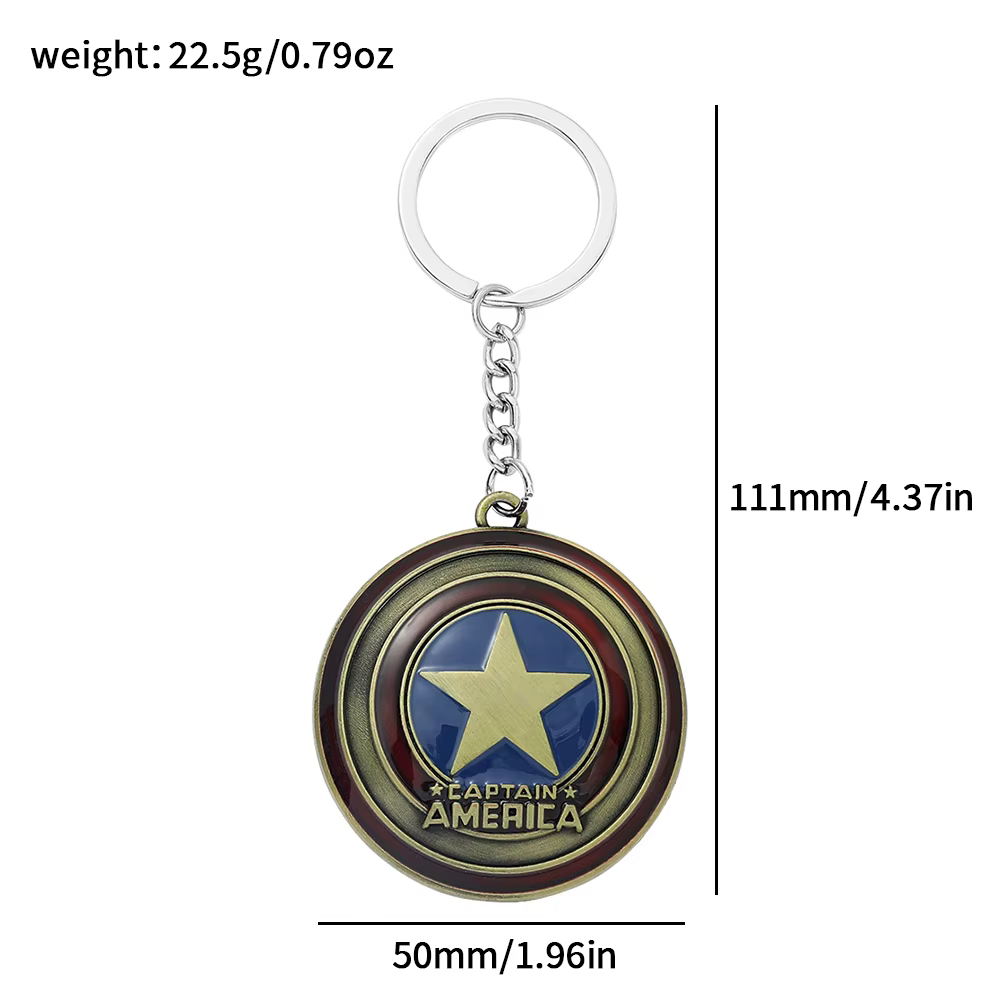Porte-clés Bouclier Captain America, créatif et tendance, super-héros Avengers, pour homme, accessoire pour voiture et sac
