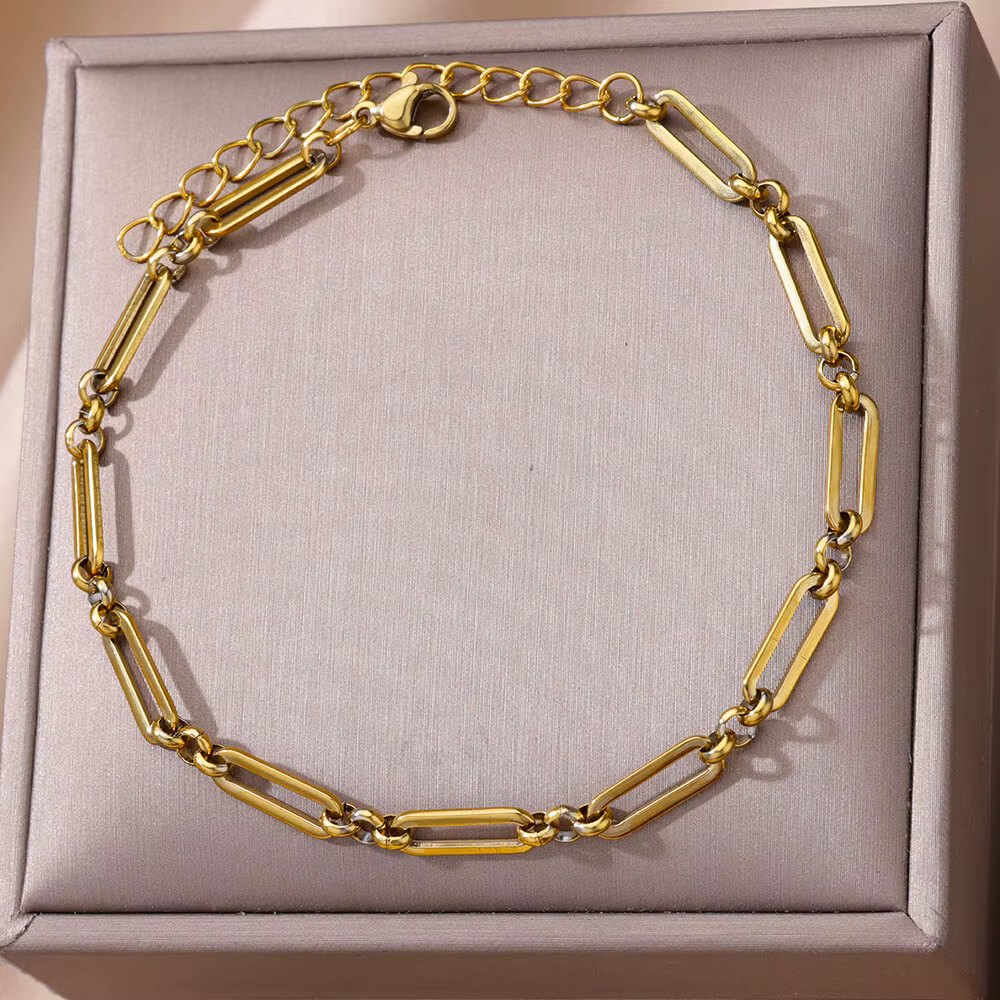 Bracelet de cheville en acier inoxydable doré pour femme, bracelet de cheville, accessoires de plage, bracelets de pied et de jambe, cadeau de bijoux à la mode, été