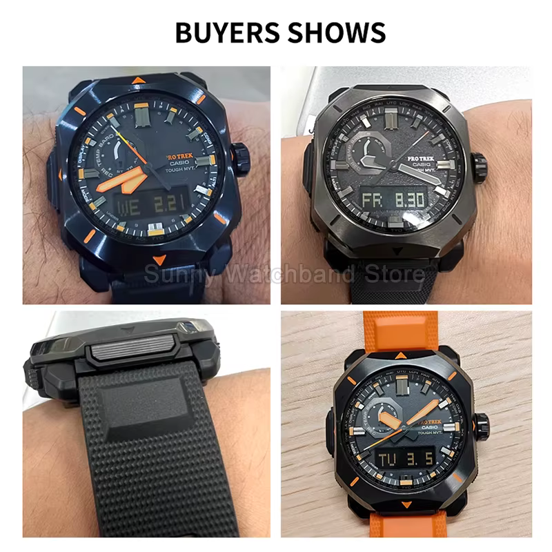 Bracelet de montre en caoutchouc pour Casio PRO TREK série PRT-B50/B70 PRW-35/51/61Y