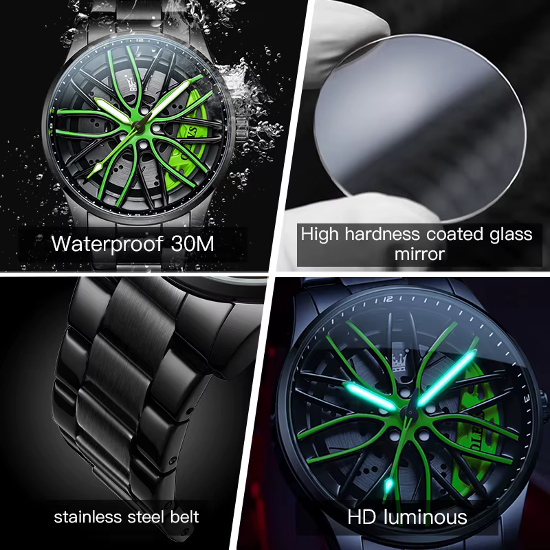 OLEVS Sport hommes montres mode Rotation roue cadran Style de rue étanche lumineux Original luxe montre à Quartz