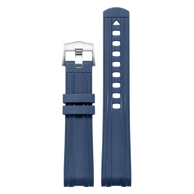 Bracelet en caoutchouc de silicone à extrémité incurvée d'origine pour montre pour hommes Omega Seamaster 300M 42 mm - Design plongeur noir