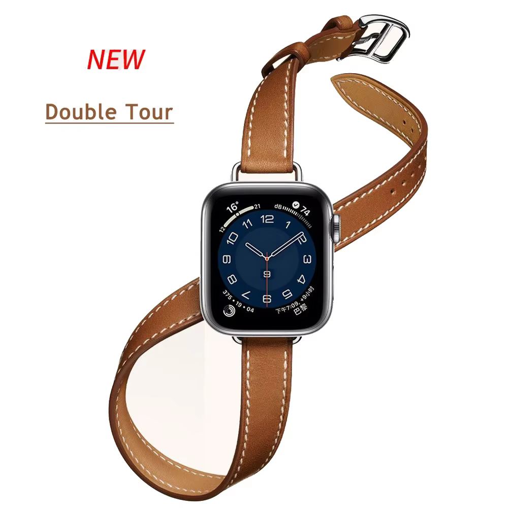 Bracelet en cuir double tour pour Apple Watch
