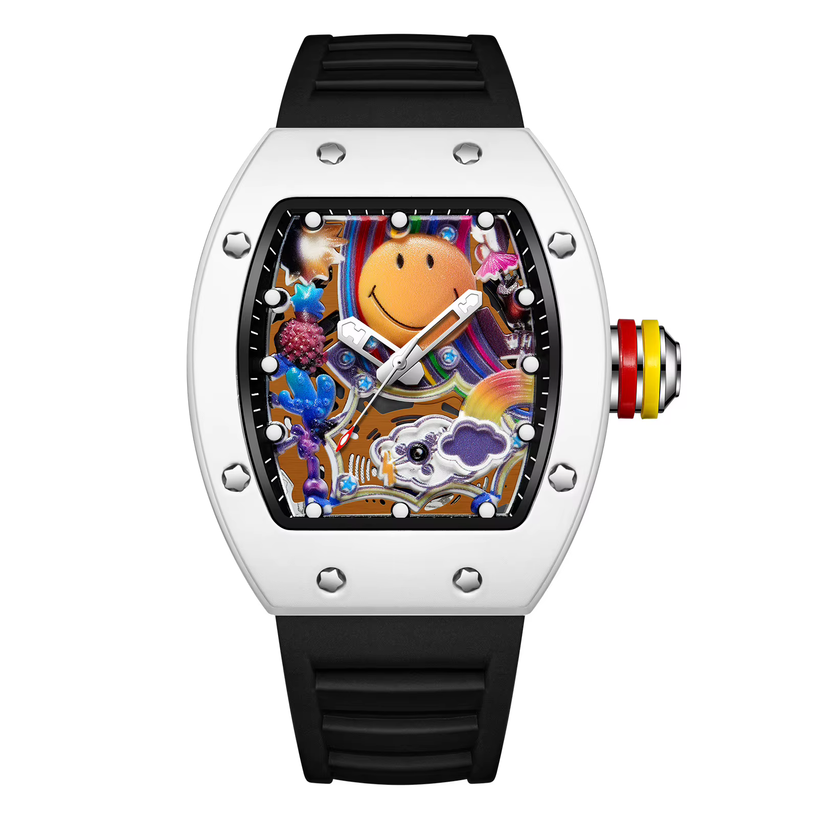 Montre à quartz homme Miller neuve forme tonneau cadran creux unique sport tendance étanche