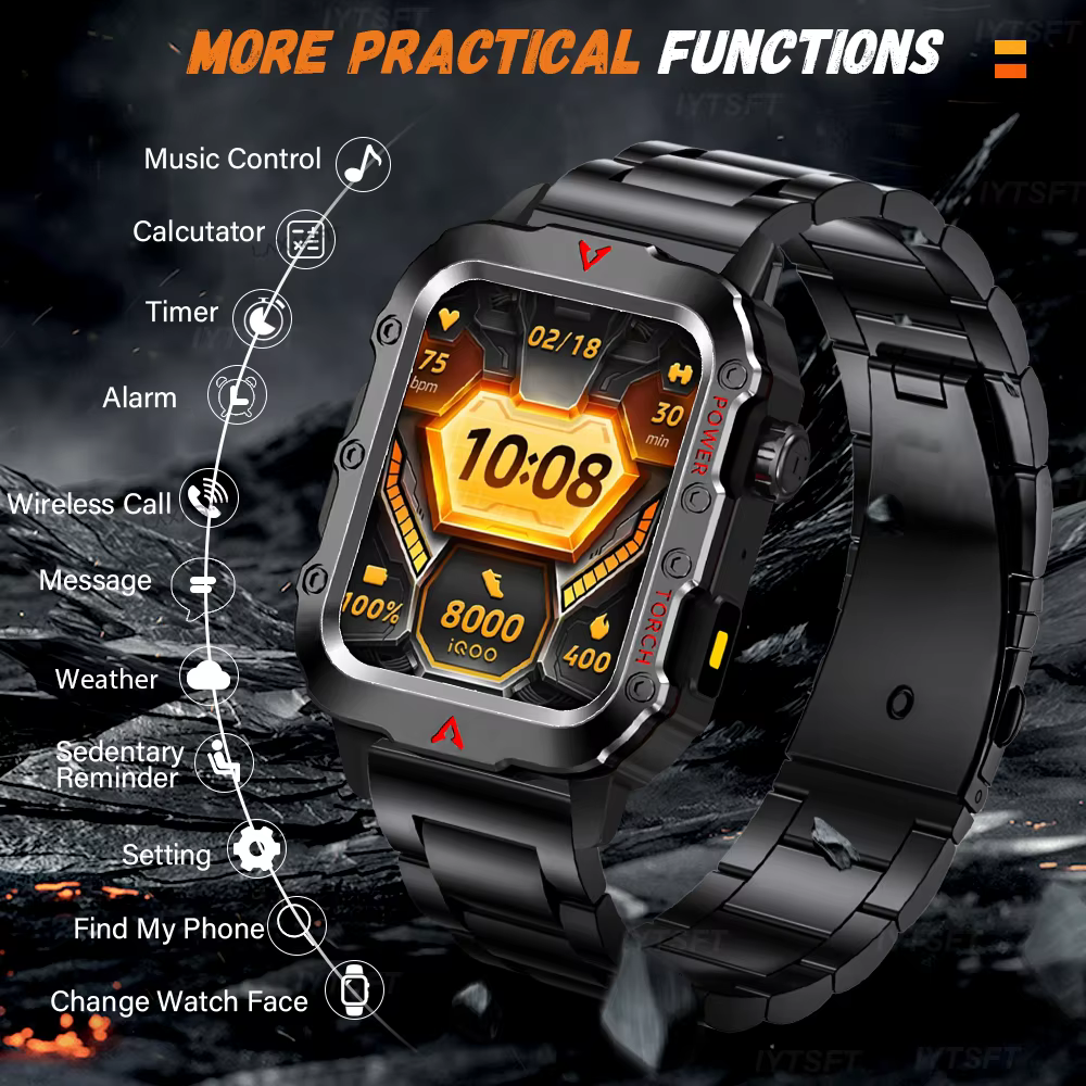 G.L Wear 2025 nouvelle montre intelligente de sport Bluetooth parler lampe de poche LED multi-fonction Sports de plein