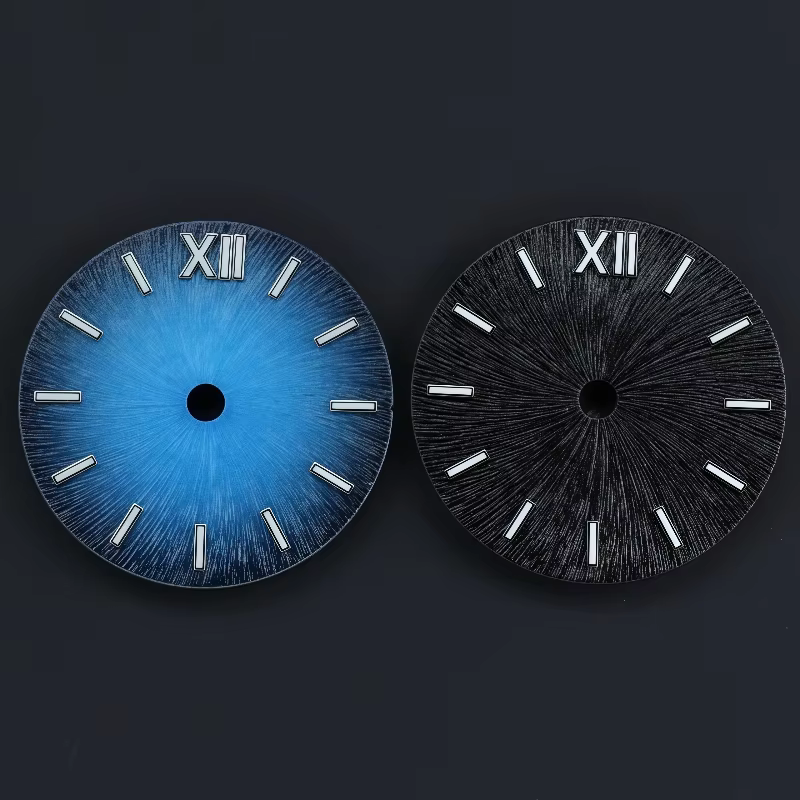 Cadran de montre de style nouveau avec luminescence bleu glace vert