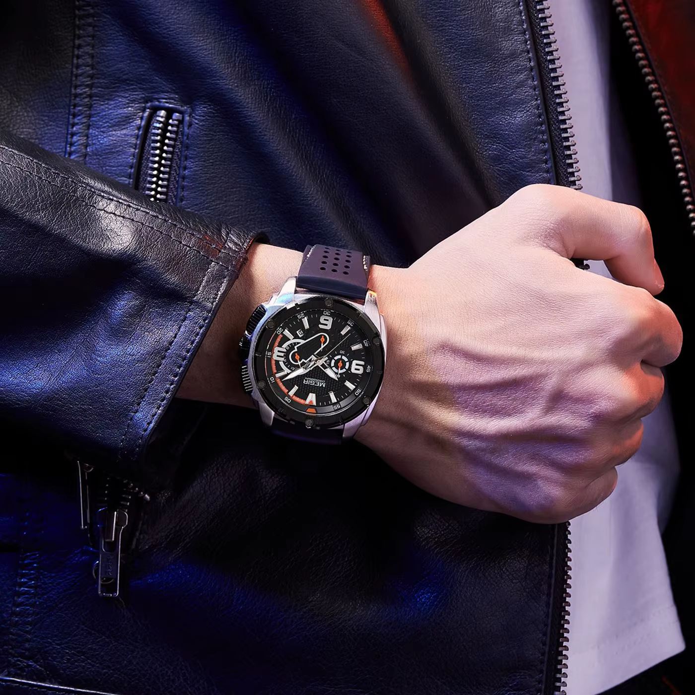 Montres de sport à quartz chronographe MEGIR pour hommes