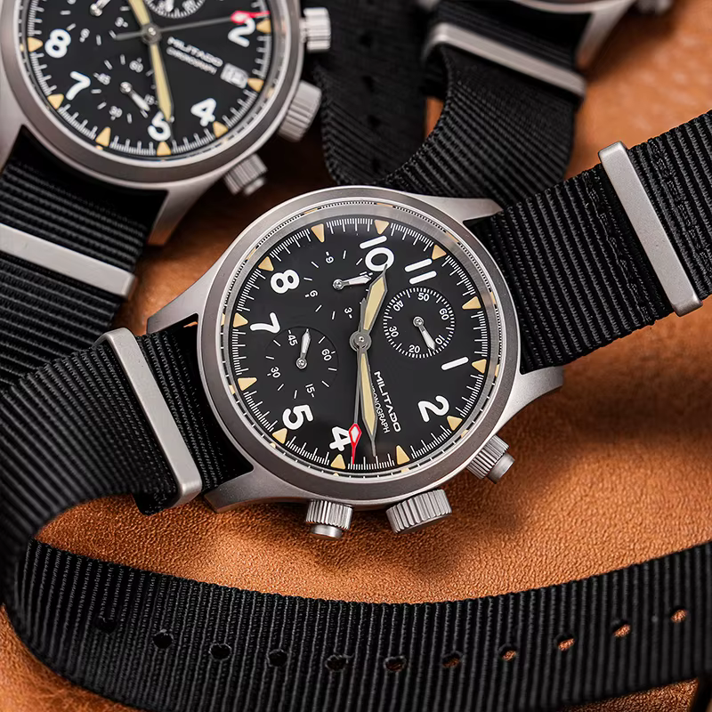 Militado ML1868KF montre à Quartz 3 cadrans VK67 chronographe mouvement en acier inoxydable