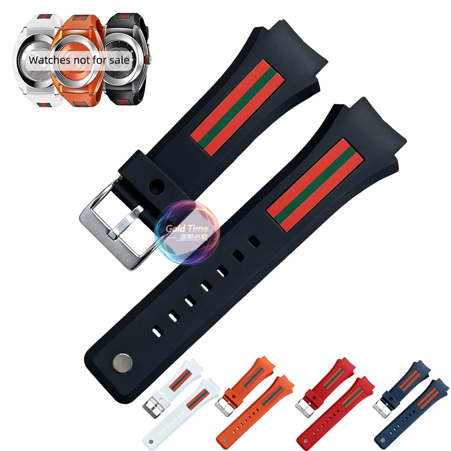 Bracelet de montre en caoutchouc noir pour homme