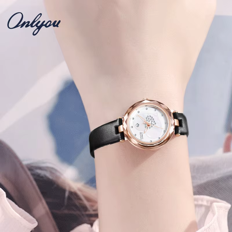 ONLYOU Nouvelle montre de luxe pour femme avec un bracelet en cuir véritable
