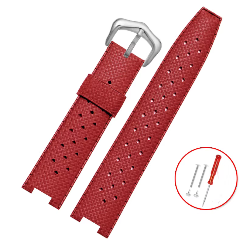 Rubber watch strap for cartier PASHA series 20*10mm 20*12mm 20*15mm watchband Notched Wristband Bracelet men's