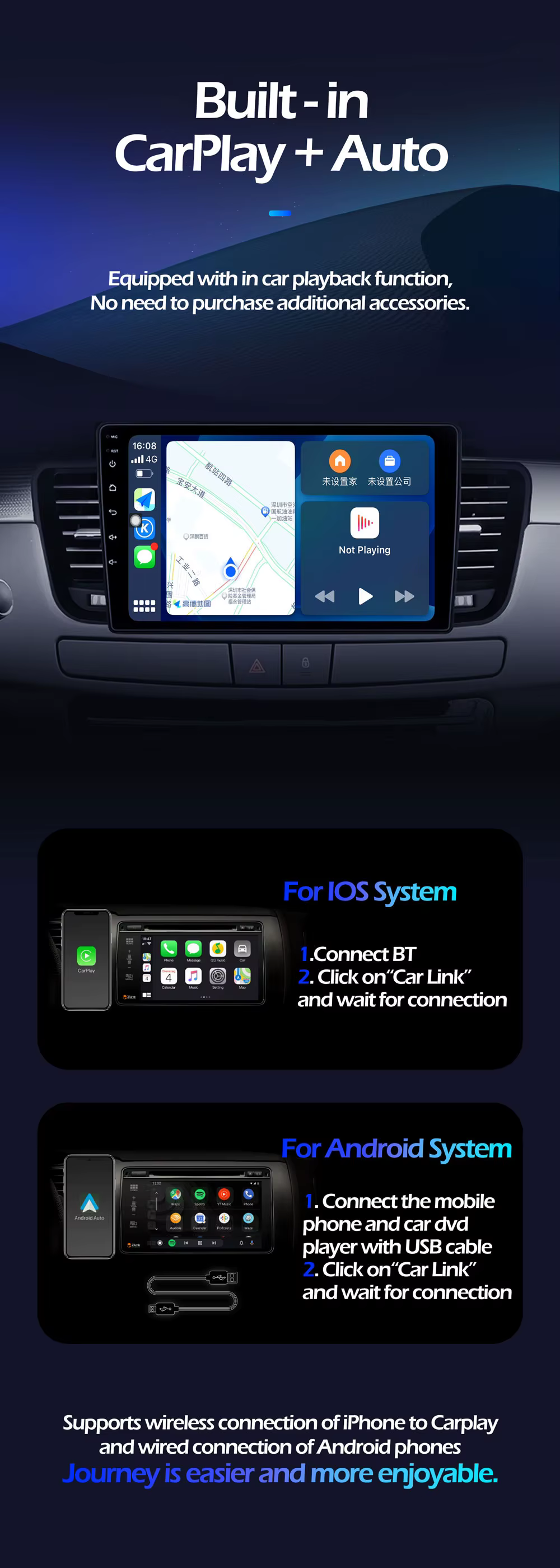 Navigation GPS 9'' 4G WIFI BT DSP Android Auto Carplay pour Ford Mustang 6 VI S550 2014 - 2021 Autoradio Lecteur multimédia vidéo