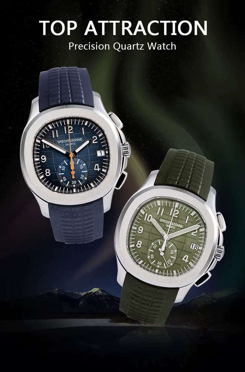 Produits de livraison directe 2025 hommes montre Specht & Sohne japon chronographe Quartz montre-bracelet or Rose Relogio Masculino 50M étanche