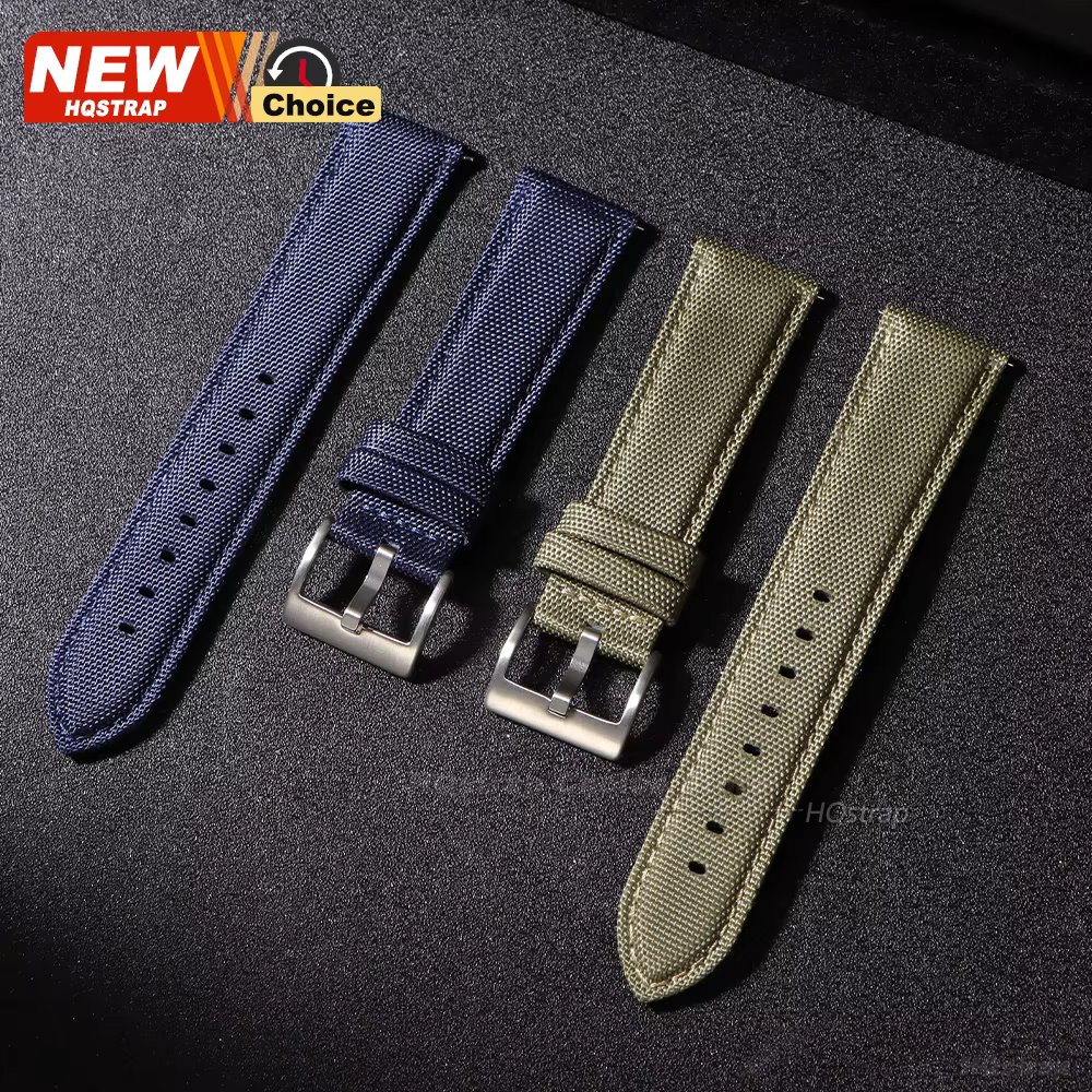 Bracelet de montre en toile noire 20mm 22mm