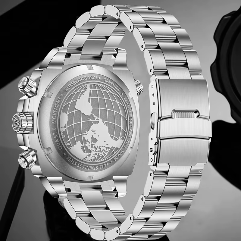 Sport mouvement automatique montre à Quartz en acier inoxydable saphir cristal montres hommes 500M étanche horloges