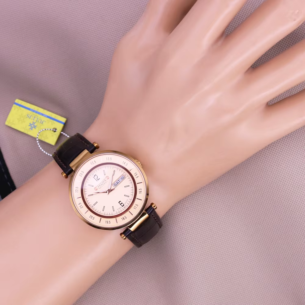 Montre à quartz en cuir véritable pour homme