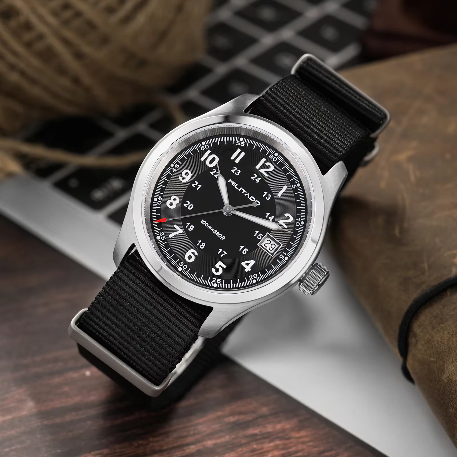 Militado ML08 montre à Quartz Ronda 515 mouvement dôme saphir montre-bracelet BGW9 lumineux 38mm montres Vintage 10Bar étanche