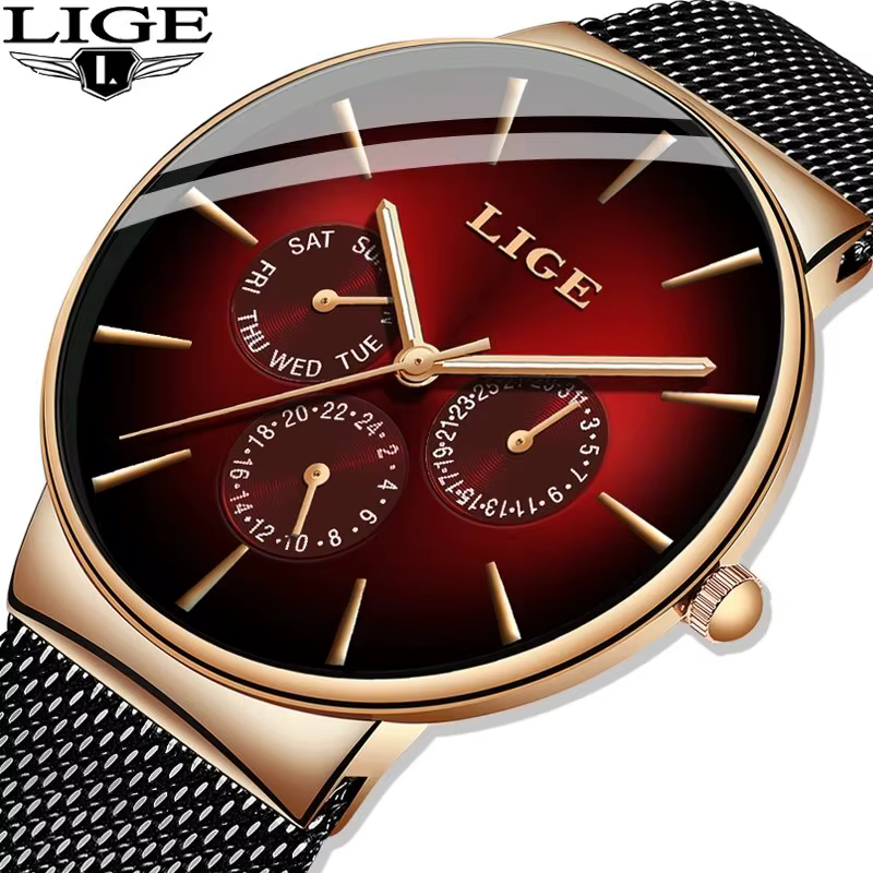 Montre à quartz ultra fine étanche pour homme