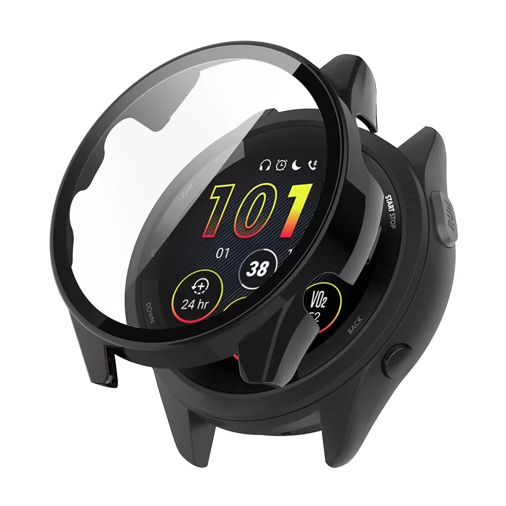Verre trempé + étui pour Garmin Forerunner 165 PC protecteur d'écran dur housse de protection pare-chocs tout autour