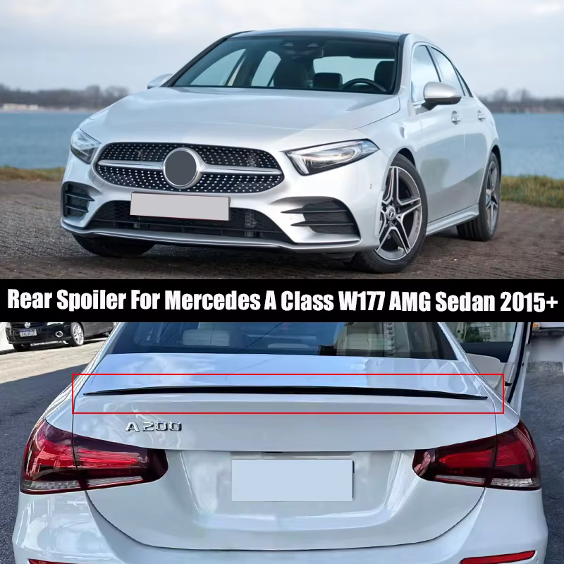 Pour Mercedes Benz accessoires classe A W177 A180 A200 A220 A35 AMG berline 4 portes 2015 + noir brillant lèvre de coffre arrière couvercle de pont Spoiler