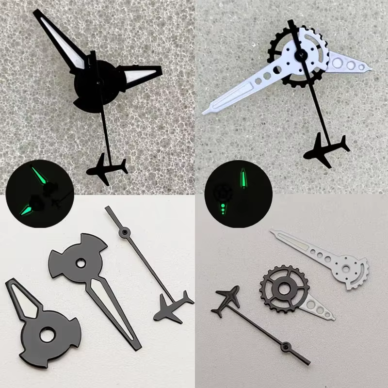 Aiguilles de montre mécaniques lumineuses vertes en forme d'engrenage NH35