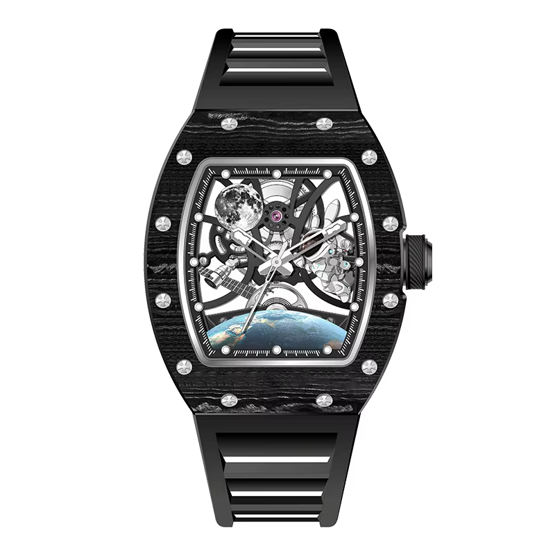 Montre automatique pour hommes de haute qualité avec bracelet en silicone de sport élégant montres mécaniques étanches 5 ATM pour les styles de vie actifs