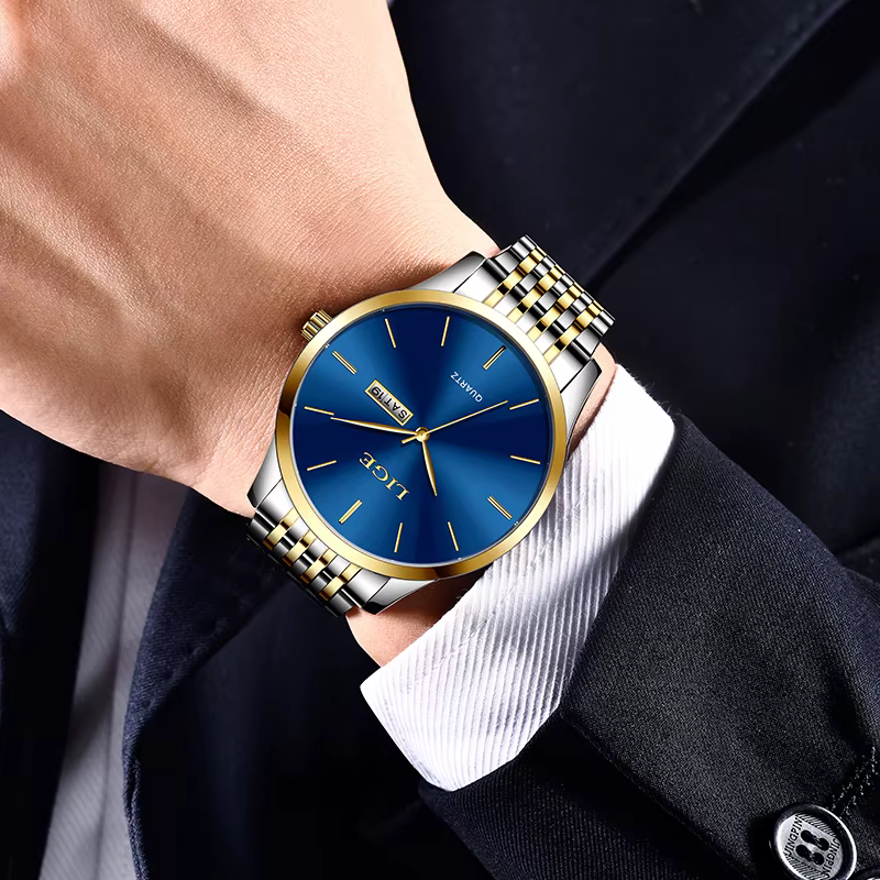 2025 LIGE hommes montres d'affaires haut de gamme de luxe homme montre-bracelet étanche lumineux Date semaine Quartz